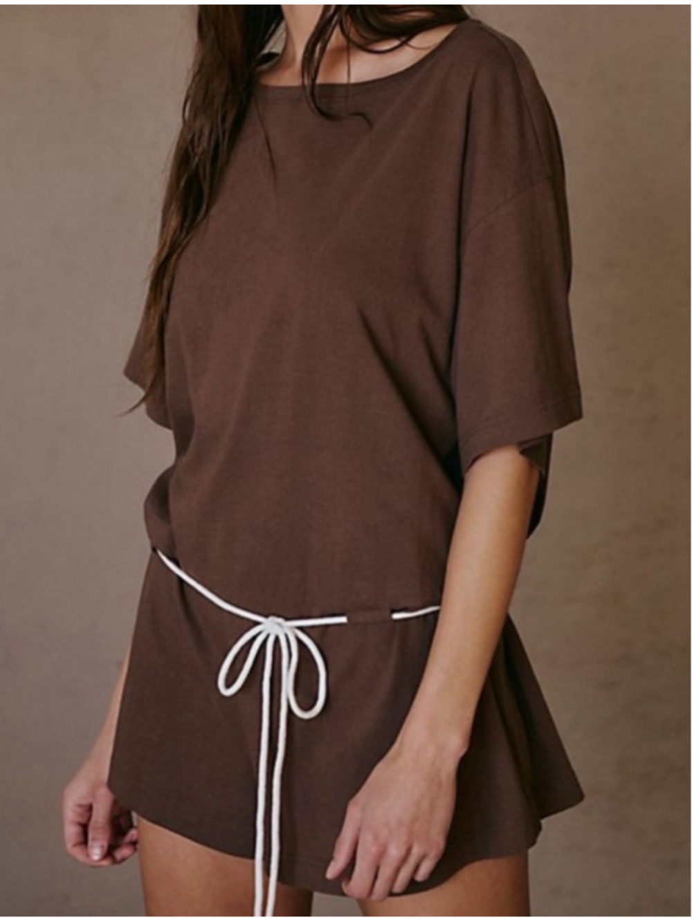 Free People Free-est Brown & White Drawstring Romper XS Bundle NWOT